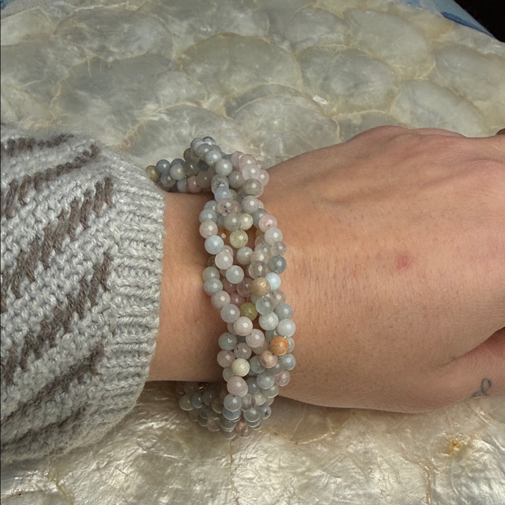 Elegant Moganite braided Beaded Bracelet